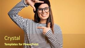  Presentation with creativity - Cool new theme with young-beautiful-brunette-woman-wearing backdrop and a tawny brown colored foreground