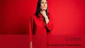  Presentation with infection - Audience pleasing theme consisting of young-beautiful-brunette-woman-wearing backdrop and a crimson colored foreground