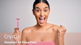  Presentation with razor - Theme with young-beautiful-brunette-woman-wearing background and a coral colored foreground