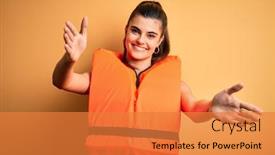  Presentation with safe - Theme having young-beautiful-brunette-woman-wearing background and a gold colored foreground