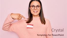  Presentation with name - Audience pleasing slide deck consisting of young-beautiful-brunette-woman-wearing backdrop and a lemonade colored foreground