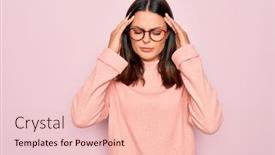  Presentation with migraine - Slide set consisting of young-beautiful-brunette-woman-wearing background and a lemonade colored foreground