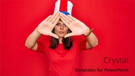  Presentation with independence day - Theme having young-beautiful-brunette-woman-wearing background and a crimson colored foreground