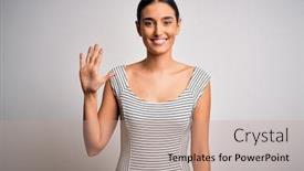  Presentation with number - Slide set featuring young-beautiful-brunette-woman-wearing background and a coral colored foreground