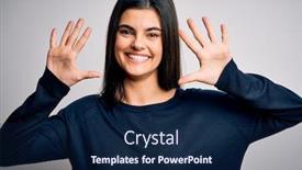  Presentation with number - Colorful slide deck enhanced with young-beautiful-brunette-woman-wearing backdrop and a navy blue colored foreground