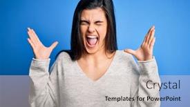  Presentation with blue eyes - Beautiful theme featuring young-beautiful-brunette-woman-wearing backdrop and a lemonade colored foreground