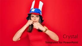  Presentation with independence day - Presentation having young-beautiful-brunette-woman-wearing background and a crimson colored foreground