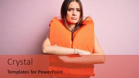  Presentation with negative - Slide set with young-beautiful-brunette-woman-wearing background and a red colored foreground