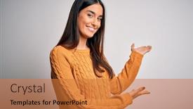  Presentation with natural - PPT layouts enhanced with young-beautiful-brunette-woman-wearing background and a red colored foreground