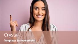  Presentation with idea - Slides having young-beautiful-brunette-woman-wearing background and a coral colored foreground
