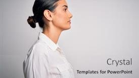  Presentation with natural - Slide deck featuring young-beautiful-brunette-woman-wearing background and a light gray colored foreground