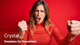  Presentation with arabian woman wearing hijab muslim - PPT theme featuring young-beautiful-brunette-woman-wearing background and a crimson colored foreground