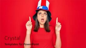  Presentation with independence day - Colorful presentation enhanced with young-beautiful-brunette-woman-wearing backdrop and a red colored foreground