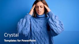  Presentation with migraine - Presentation theme with young-beautiful-brunette-woman-wearing background and a ocean colored foreground