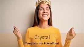  Presentation with golden woman - Audience pleasing presentation design consisting of young-beautiful-brunette-woman-wearing backdrop and a gold colored foreground