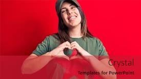  Presentation with communist - Presentation theme having young-beautiful-brunette-woman-wearing background and a crimson colored foreground