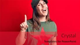  Presentation with star red - PPT theme consisting of young-beautiful-brunette-woman-wearing background and a red colored foreground