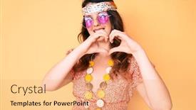  Presentation with bohemian - Cool new PPT layouts with young-beautiful-brunette-woman-wearing backdrop and a coral colored foreground