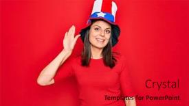  Presentation with independence day - Presentation theme consisting of young-beautiful-brunette-woman-wearing background and a red colored foreground