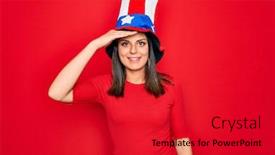  Presentation with independence day - Slide deck with young-beautiful-brunette-woman-wearing background and a red colored foreground