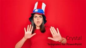  Presentation with independence day - Presentation theme having young-beautiful-brunette-woman-wearing background and a crimson colored foreground
