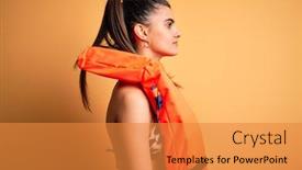  Presentation with safe - Cool new presentation design with young-beautiful-brunette-woman-wearing backdrop and a gold colored foreground