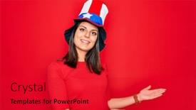  Presentation with independence day - Audience pleasing slide set consisting of young-beautiful-brunette-woman-wearing backdrop and a red colored foreground
