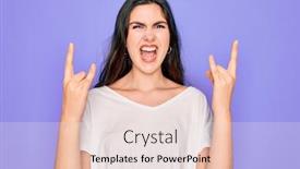  Presentation with rock star - Colorful slide deck enhanced with young-beautiful-brunette-woman-wearing backdrop and a lemonade colored foreground