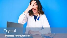  Presentation with blue ribbon - Beautiful presentation theme featuring young-beautiful-brunette-woman-wearing backdrop and a teal colored foreground