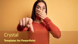  Presentation with shame - Slide set having young-beautiful-brunette-woman-wearing background and a red colored foreground