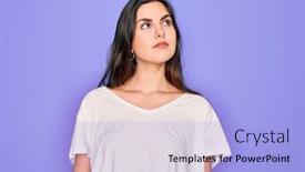  Presentation with thinking - Amazing presentation theme having young-beautiful-brunette-woman-wearing backdrop and a light blue colored foreground