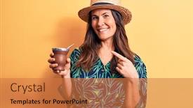  Presentation with infusion - Beautiful presentation theme featuring young-beautiful-brunette-woman-wearing backdrop and a coral colored foreground