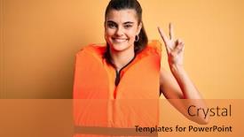  Presentation with safe - Slides enhanced with young-beautiful-brunette-woman-wearing background and a gold colored foreground