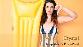  Presentation with matress - Theme having young-beautiful-brunette-woman-wearing background and a yellow colored foreground