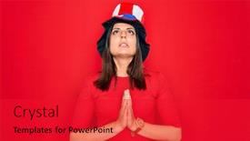  Presentation with independence - Presentation theme consisting of young-beautiful-brunette-woman-wearing background and a red colored foreground