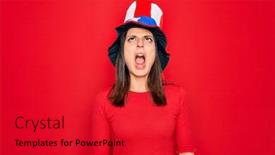  Presentation with independence - PPT theme with young-beautiful-brunette-woman-wearing background and a red colored foreground