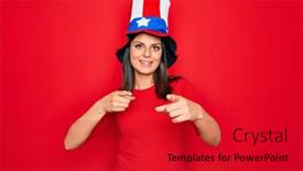  Presentation with independence day - Amazing slides having young-beautiful-brunette-woman-wearing backdrop and a crimson colored foreground
