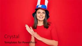  Presentation with independence day - Theme having young-beautiful-brunette-woman-wearing background and a red colored foreground