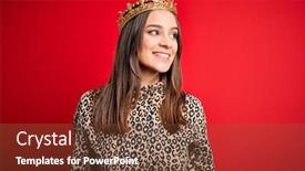  Presentation with queen - Cool new presentation theme with young-beautiful-brunette-woman-wearing backdrop and a tawny brown colored foreground