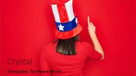  Presentation with independence day - Presentation having young-beautiful-brunette-woman-wearing background and a red colored foreground
