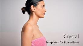  Presentation with confident - PPT layouts featuring young-beautiful-brunette-woman-wearing background and a lemonade colored foreground