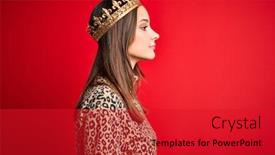 Presentation with queen - Audience pleasing presentation theme consisting of young-beautiful-brunette-woman-wearing backdrop and a red colored foreground
