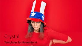  Presentation with back pain - Presentation design with young-beautiful-brunette-woman-wearing background and a red colored foreground