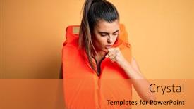  Presentation with safe - Slide set featuring young-beautiful-brunette-woman-wearing background and a gold colored foreground