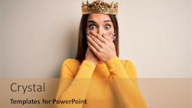  Presentation with golden woman - Colorful presentation design enhanced with young-beautiful-brunette-woman-wearing backdrop and a gold colored foreground