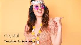  Presentation with bohemian - Audience pleasing presentation theme consisting of young-beautiful-brunette-woman-wearing backdrop and a coral colored foreground