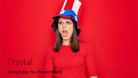  Presentation with independence day - Slide deck featuring young-beautiful-brunette-woman-wearing background and a red colored foreground