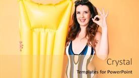  Presentation with matress - Slide deck enhanced with young-beautiful-brunette-woman-wearing background and a yellow colored foreground
