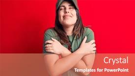  Presentation with self love - Slide set featuring young-beautiful-brunette-woman-wearing background and a coral colored foreground