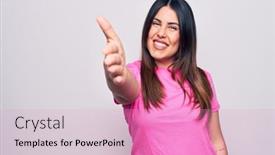  Presentation with pink business - PPT layouts consisting of young-beautiful-brunette-woman-wearing background and a lemonade colored foreground